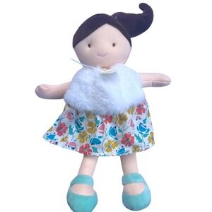 JoLiJou Paris Baby Cloth Doll Demoiselle Pretty Green Print Doudou et Compagnie